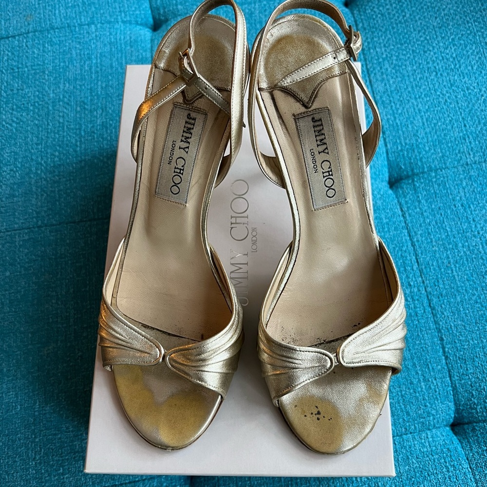Jimmy Choo Gold Strappy shoes